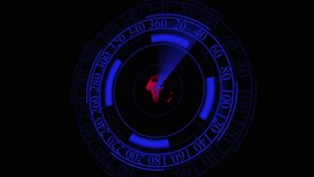 Futuristic Radar Screen Displaying a Red Pix elated Globe with Blue Overlay technology animation. Animated radar screen shows red pix elated globe with blue overlay creating sleek and engaging. - Powered by Shutterstock - Get 15% off with code: PIKWIZARD15