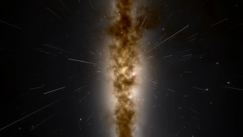 A thrilling lightspeed zoom through space toward the center of the Milky Way, featuring dynamic stars, cosmic motion, and dramatic galactic visuals.