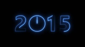 2015 digital text celebration and Calender neon bright royal blue color animation. Clock icon timer concept on black background. - Powered by Shutterstock - Get 15% off with code: PIKWIZARD15