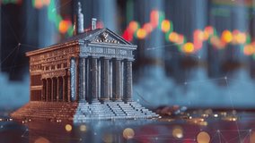 Digital banking system with futuristic financial technology, blockchain network connections, virtual bank building, fintech innovation, crypto economy, transactions, data driven finance transformation - Powered by Shutterstock - Get 15% off with code: PIKWIZARD15