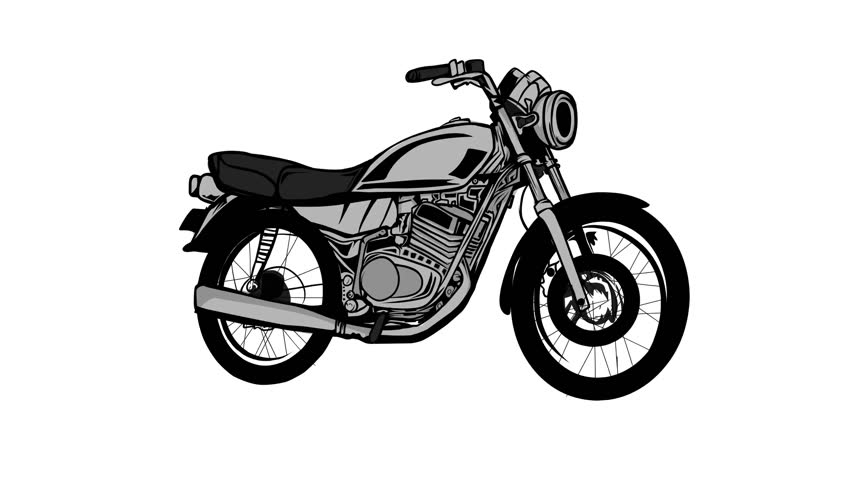 Clean line-art illustration of a motorcycle with empty label boxes and color-coded pointers, ideal for educational, mechanical, and infographic purposes.