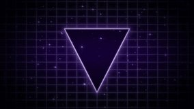 Golden text floats above a retro grid background featuring a neon triangle evoking a futuristic 80s vibe perfect for presentations or digital art projects with its nostalgic aesthetic. - Powered by Shutterstock - Get 15% off with code: PIKWIZARD15