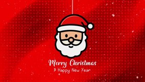 Merry Christmas Greeting Video in red background with snowfall and Christmas ball decorations. Holiday Season elegant Christmas  and new year party with Santa. High Quality 4K Video - Powered by Shutterstock - Get 15% off with code: PIKWIZARD15