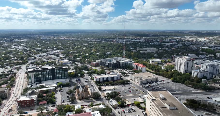 Drone view of San Antonio, Texas suburban landscape