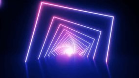 Futuristic neon glowing light square tunnel seamless looping motion background - Powered by Shutterstock - Get 15% off with code: PIKWIZARD15