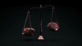 Cinematic 4K loop of a vintage scale with a beating human heart on one side and a brain on the other, symbolizing the conflict between emotion, logic, intuition, and rational decision making. - Powered by Shutterstock - Get 15% off with code: PIKWIZARD15