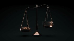 Cinematic 4K loop of a vintage balance scale with stacked books on one side and gold coins on the other, symbolizing knowledge, education value, investment, and the trade-off- money and learning - Powered by Shutterstock - Get 15% off with code: PIKWIZARD15