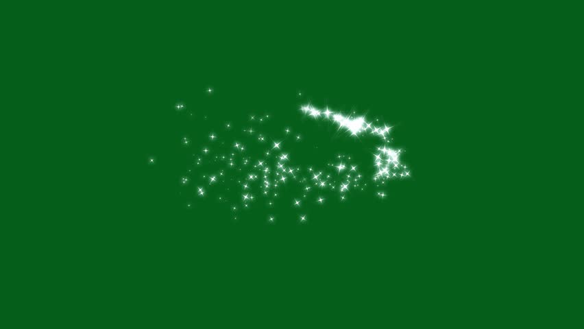 Twinkle Star Animation, Magic sparkles glitter line stars, luxury white glitter sparkles line trail on a black screen background, magic dust with Christmas stars isolated on a green screen. 4K