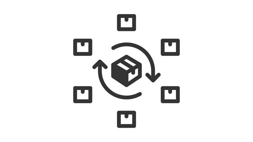 Animated package network icon for delivery