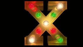 Festive glowing Gold Christmas light bulb letter alphabet in five different seamless loop animation with transparent background the character X - Powered by Shutterstock - Get 15% off with code: PIKWIZARD15