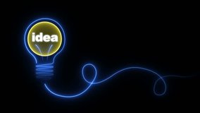 Glowing neon Animation of lightbulbs with the word IDEA. Innovation idea to success business innovative solution help company achieve goal concept smart lightbulb innovation idea.4k video animation - Powered by Shutterstock - Get 15% off with code: PIKWIZARD15
