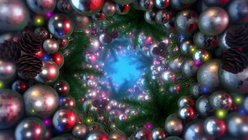 A festive seasonal background of opulent shiny sparkling Christmas bauble decorations.