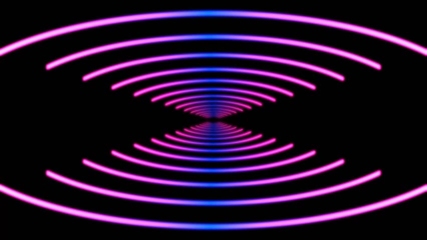 Futuristic neon tunnel with curved pink and blue light lines, perfect for modern techno party and vj background. - Powered by Shutterstock - Get 15% off with code: PIKWIZARD15