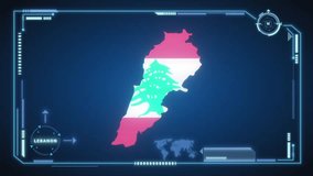 Futuristic Digital Lebanon map HUD animation, global network cyber technology, government, Country Map, Politics, Travel, News, and Sports Events - Powered by Shutterstock - Get 15% off with code: PIKWIZARD15