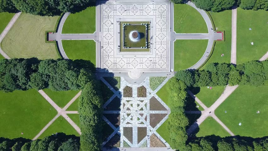 Vigeland park or Vigelandpark aerial view in Oslo, Norway. Vigeland is located in the Frognerpark in Oslo.