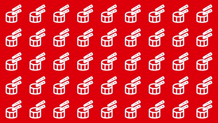 Red and white drum pattern on a bold background. Suitable for musicthemed designs, percussion events, or drumming related promotions.