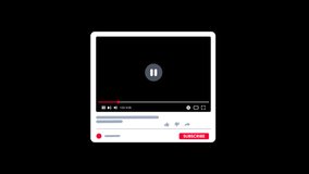 Animated video player interface with like and subscribe buttons Clicking. Youtube social media UI motion graphics. Internet multimedia template. Vlog screen layout mockup. Transparent Background - Powered by Shutterstock - Get 15% off with code: PIKWIZARD15