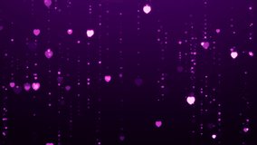 Purple glowing glitter hearts particles falling in soft shimmering motion on dark background. Romantic festive motion design for Valentines Day, wedding or love theme. 4K animation. - Powered by Shutterstock - Get 15% off with code: PIKWIZARD15