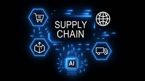Warehouse with AI and supply chain icons and a forklift in the background artificial intelligence logistics 4k video... - Powered by Shutterstock - Get 15% off with code: PIKWIZARD15