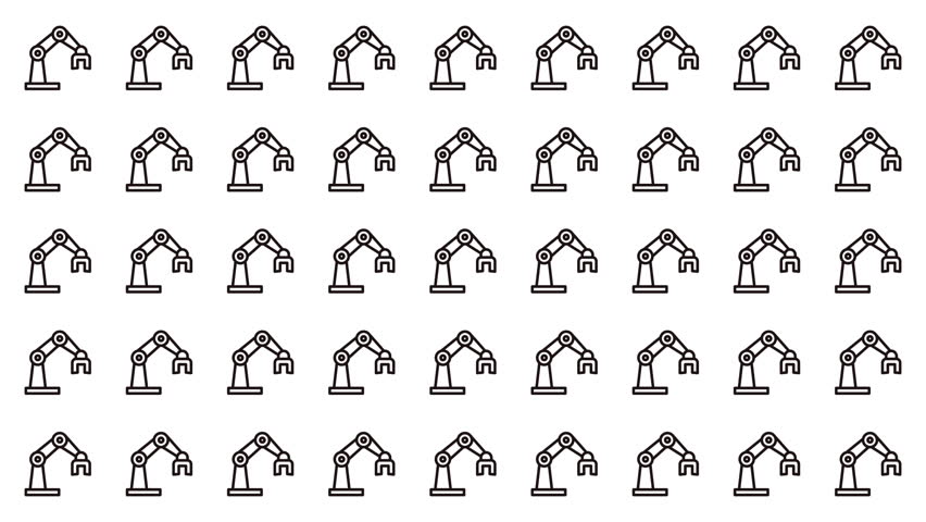Repeating pattern of robotic arm icons suitable for tech backgrounds, robotics websites, and mechanicalthemed designs. Perfect for scifi, engineering projects.