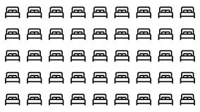 Repeating pattern of black and white bed icons suitable for bedding brand marketing materials, interior design websites, or bedroom decor. - Powered by Shutterstock - Get 15% off with code: PIKWIZARD15