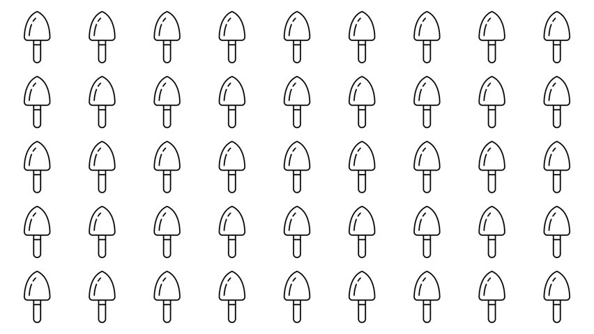 Pattern of garden trowel illustrations in black and white. Perfect for botanical prints, gardening websites, packaging designs, and scrapbooking.