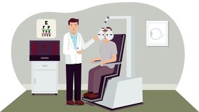 A healthcare professional performing a refraction eye test to assess visual acuity and determine prescriptions for glasses or contact lenses. This clinical scene highlights ophthalmology, patient care, eye examination procedures, and modern optometry practice. - Powered by Shutterstock - Get 15% off with code: PIKWIZARD15