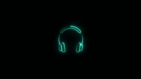 Neon headphones sign. Glowing neon line Headphones icon. neon audio headphones icon animation   - Powered by Shutterstock - Get 15% off with code: PIKWIZARD15