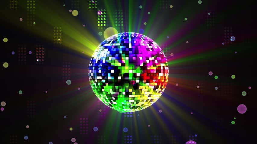 Multi Color Disco Ball with Light Particles Background