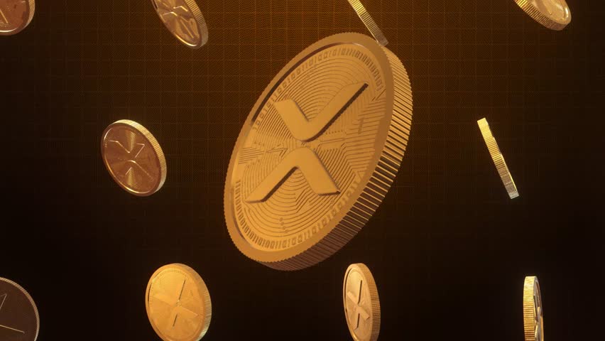 XRP Cryptocurrency Golden Coin Spinning Animation