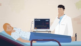 Doctor performing ultrasound examination on pregnant woman, prenatal checkup cartoon for maternity care, pregnancy, medical screening and obstetrics - Powered by Shutterstock - Get 15% off with code: PIKWIZARD15