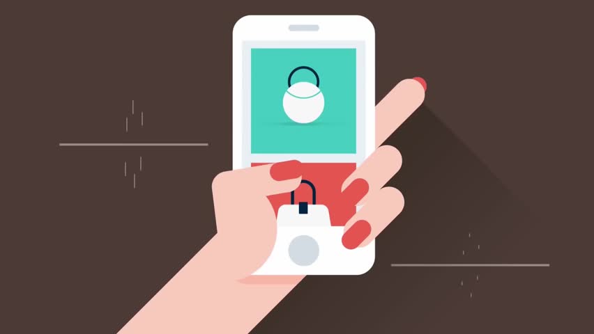 Hand holding phone with red padlock icon, blocked card alert, mobile security warning cartoon for cybersecurity, fraud protection and account safety - Powered by Shutterstock - Get 15% off with code: PIKWIZARD15