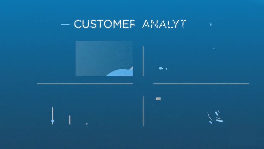 Customer analytics dashboard with graphs and charts, data insights screen animation for marketing performance, buyer behavior and business intelligence