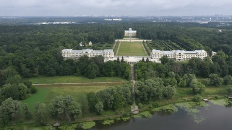 Drone Flying Over Arkhangelskoye Estate Gardens