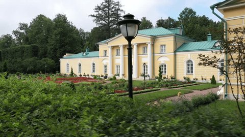 Drone Shot Ornate Garden Front Classical Mansion