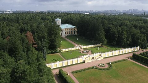 Drone Panorama Historic Estate Surrounding Forest
