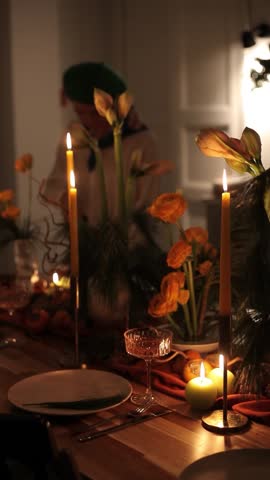 warm candle floral evening dinner