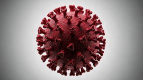 A 3D rendered illustration of a microscopic virus particle, resembling the COVID-19 coronavirus with its characteristic spike proteins on a light background. - Powered by Shutterstock - Get 15% off with code: PIKWIZARD15