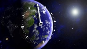 Rotating Earth with a digital clock overlay, blending global map visuals and modern time display in a sleek, futuristic style.
 - Powered by Shutterstock - Get 15% off with code: PIKWIZARD15