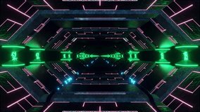 Futuristic Hexagonal Neon Tunnel in Green and Pink VJ Loop. 3D Illustration - Powered by Shutterstock - Get 15% off with code: PIKWIZARD15