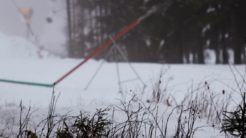 ski resorts are covered with artificial snow 4k 25fps video