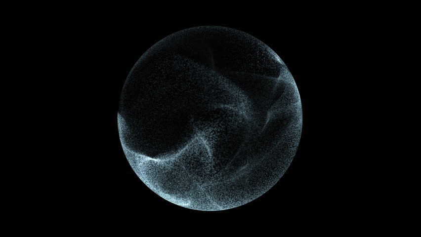 Soft blue particle-field sphere with shimmering micro-dust clouds and drifting plasma waves on deep black background. Minimal sci fi abstract energy orb with airy fluid motion seamless looped - Powered by Shutterstock - Get 15% off with code: PIKWIZARD15