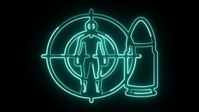 Neon Human Scan Interface with Circular Target and Tech Capsule Icon 4k Loop. - Powered by Shutterstock - Get 15% off with code: PIKWIZARD15