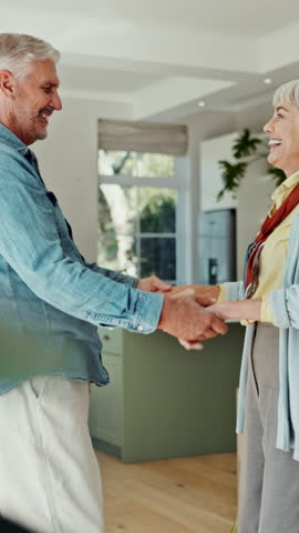 Dance, spin and elderly couple in home for bonding, connection and commitment together. Retirement, house and senior man and woman for love, relationship and marriage with movement, music and song