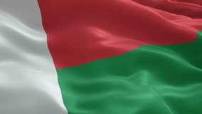 Waving flag of madagascar with vibrant red, green, and white colors, gracefully fluttering, symbolizing the nation's independence, rich history, and unique island heritage. - Powered by Shutterstock - Get 15% off with code: PIKWIZARD15