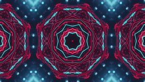 Neon red cyan octagon shapes forming futuristic kaleidoscope techno abstract motion tunnel. seamless looping 4k video background - Powered by Shutterstock - Get 15% off with code: PIKWIZARD15