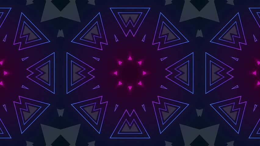 Neon triangle mandala with glowing blue and magenta geometric symmetry seamless looping futuristic 4k video background - Powered by Shutterstock - Get 15% off with code: PIKWIZARD15