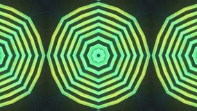 Neon green and yellow concentric rings kaleidoscope tunnel pattern with abstract geometric symmetry and rhythmic glowing motion. seamless looping 4k video background - Powered by Shutterstock - Get 15% off with code: PIKWIZARD15