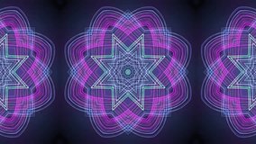 Neon purple and blue wireframe star mandala kaleidoscope pattern with abstract geometric symmetry and dynamic glowing motion. seamless looping 4k video background - Powered by Shutterstock - Get 15% off with code: PIKWIZARD15