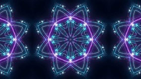 Cyber neon blue purple mandala kaleidoscope pattern with glowing symmetrical abstract motion and smooth seamless looping futuristic visual background 4k video - Powered by Shutterstock - Get 15% off with code: PIKWIZARD15